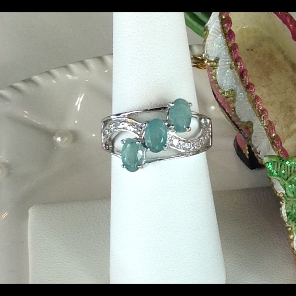 Genuine Rare Green Grandidierite & Zircon Ring - Picture 2 of 8